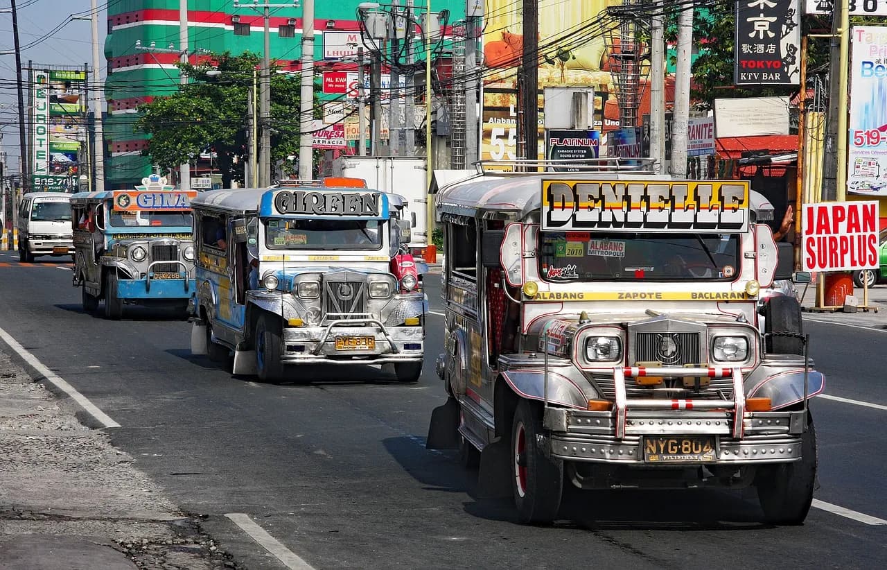 Jeepneys on a street in Manila