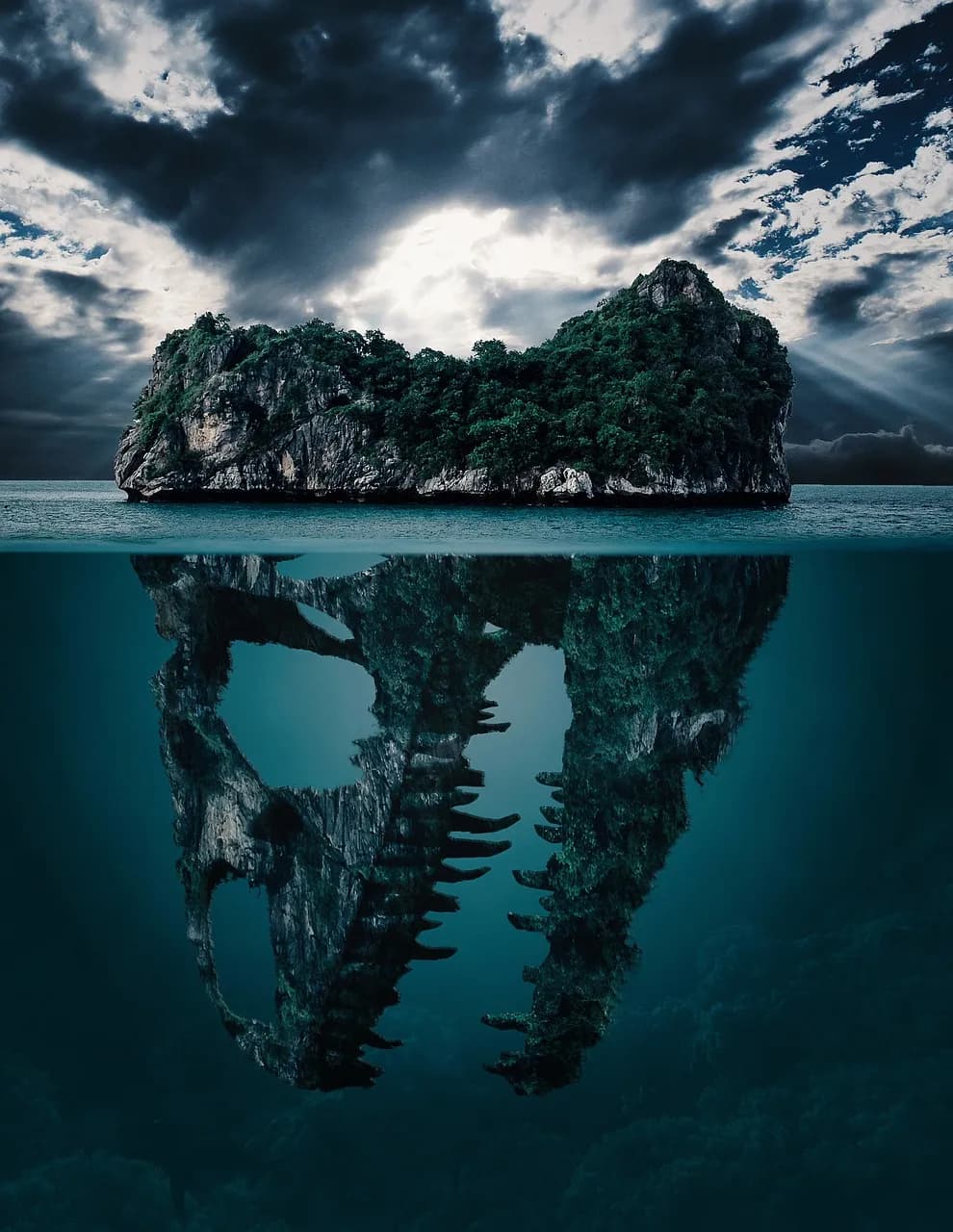 A fantasy island rising from the sea