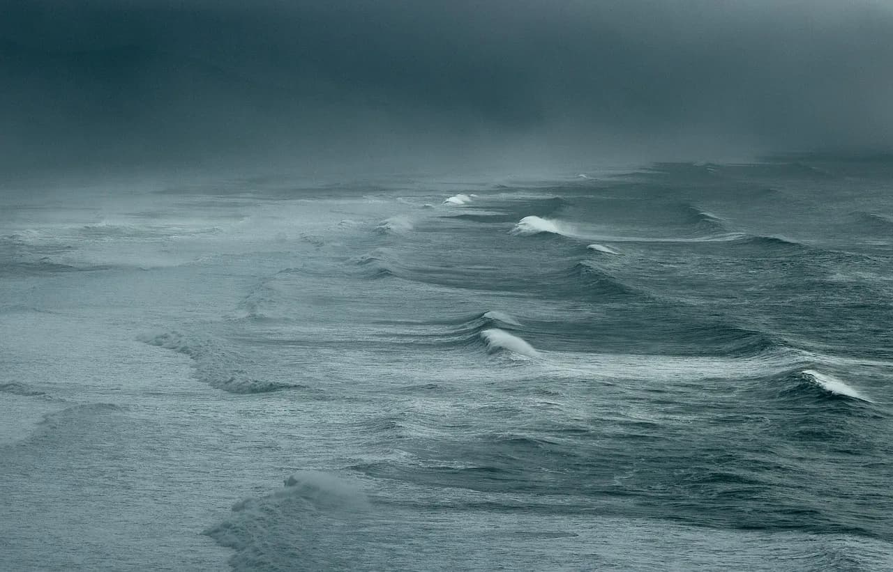 Large waves on a stormy sea