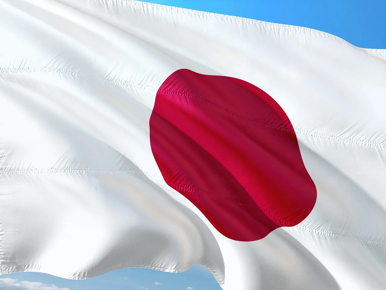 The flag of Japan waving